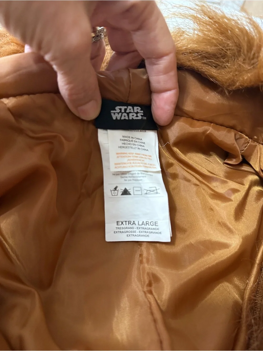 Star Wars Brown Chewbacca Furry One-Piece Hooded Costume - Child XL